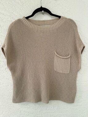 Free People FP Beach Freya Sweater Rib Knit  Sleeveless Tan Crop Top Medium